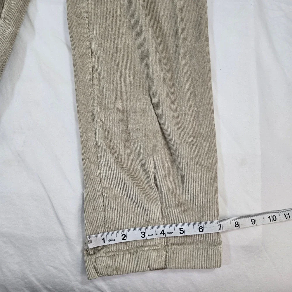 Vintage International Male Corduroy Pants 32 Pleated Rayon Beige Made in Taiwan
